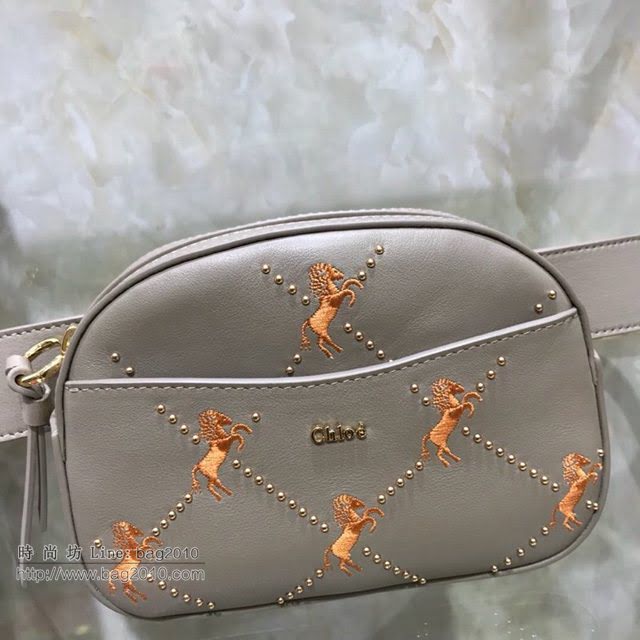 Chloe女包 克洛伊經典Signature駿馬刺繡鉚釘腰包胸包 Chloe拉鏈款斜挎包  jjh1276
